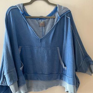 FP Movement by Free People Crop Hoodie Sweatshirt S Blue (fits like L)